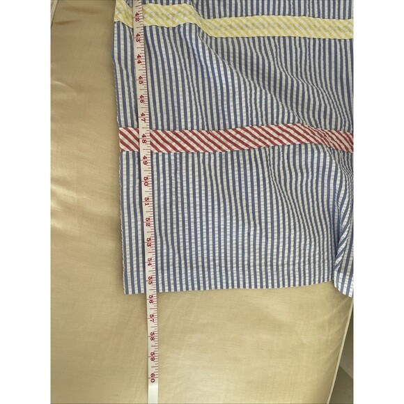 Saybury 70’s Vintage Seersucker Maxi Dress Blue Yellow Red Stripe Womens Size L - Picture 7 of 7